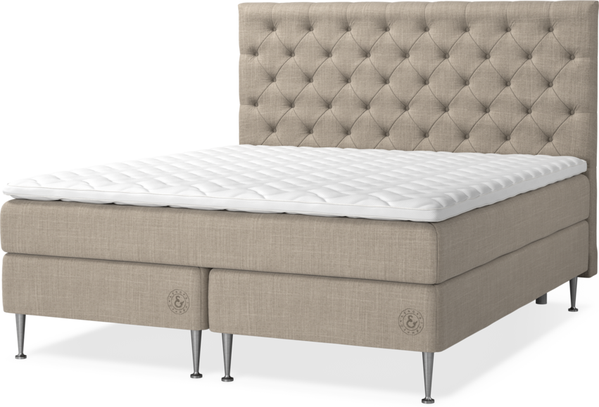 Asperö Exclusive - Kontinentalsäng, 180 cm dubbelsäng med bäddmadrass och sänggavel pikerad - Beige