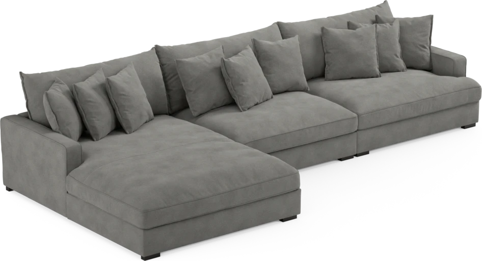 Rossi - 4-sits soffa med schäslong XL vänster - Grå