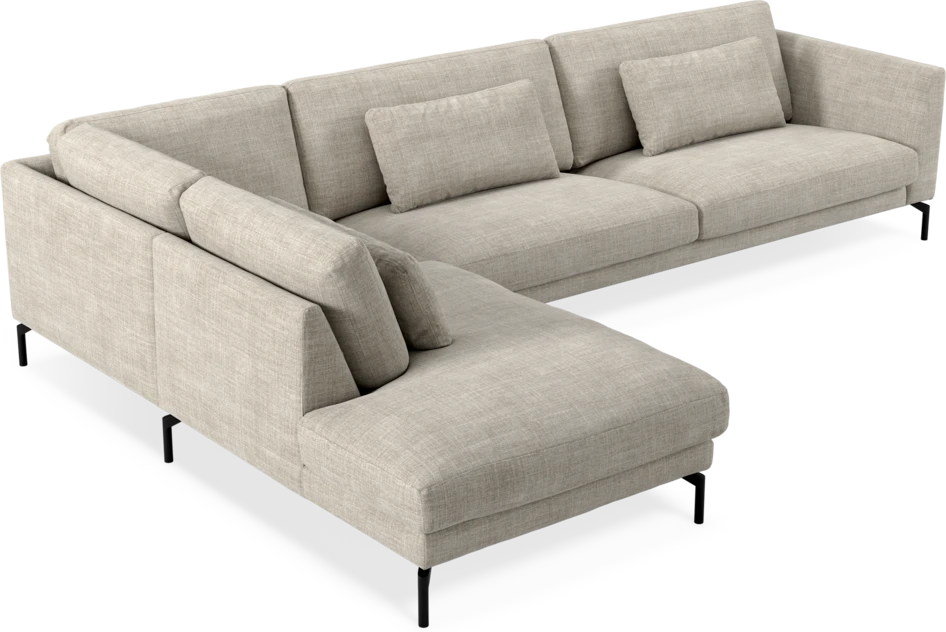 Willow - 4-sits soffa med divan vänster, fast klädsel - Beige