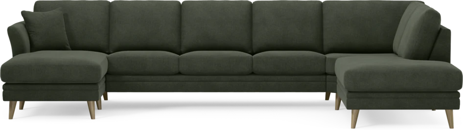 Eden - 3-sits soffa med schäslong vänster och divan höger - Grön