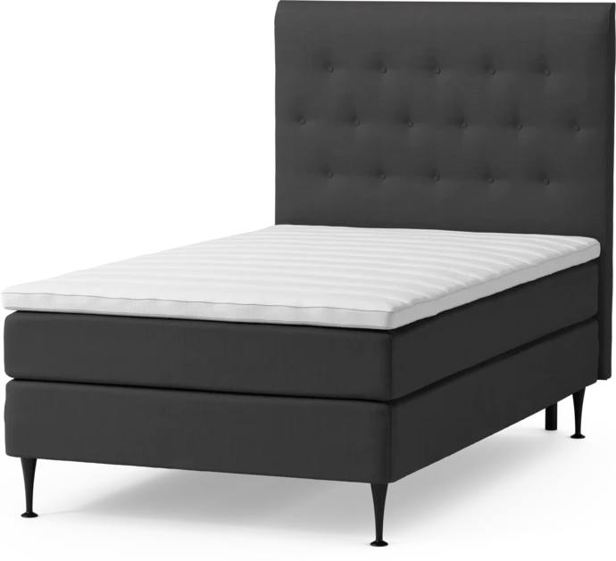 Roma Family, Kontinentalsäng, enkelsäng med bäddmadrass och sänggavel pikerad, B 105-140