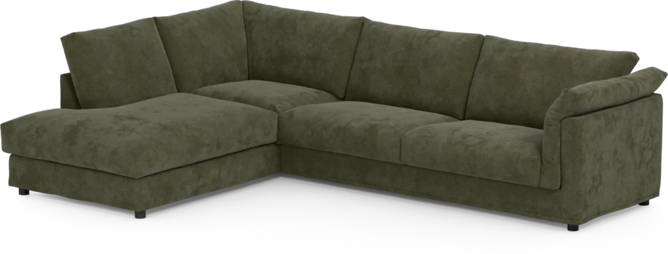 Cherrie - 3-sits soffa med divan vänster, med kappa - Grön