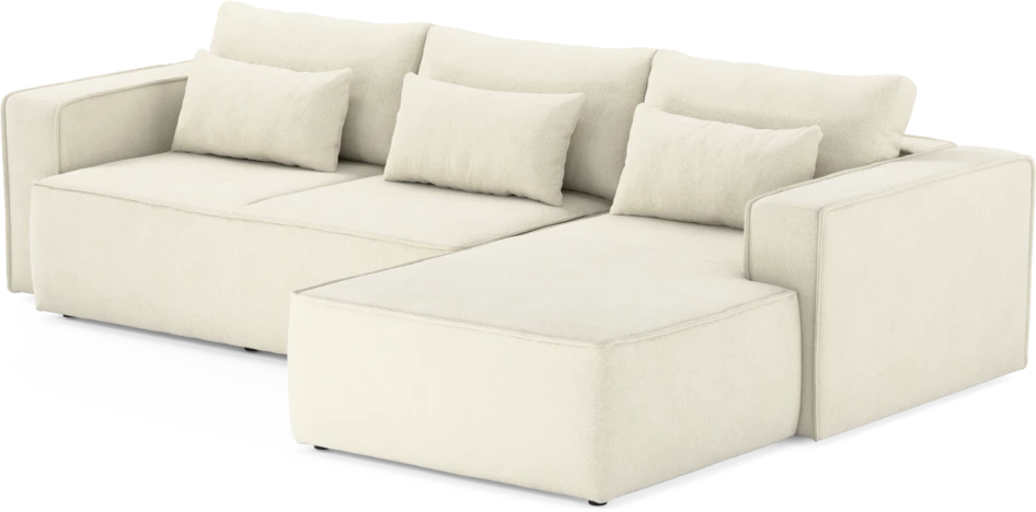 Ide - Bäddsoffa 3-sits med schäslong höger - Vit