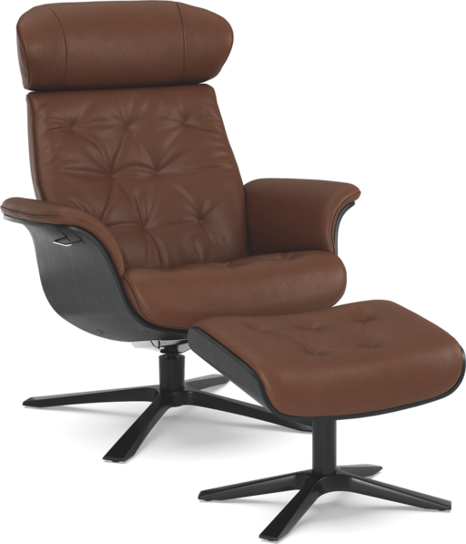 Timeout - Fåtölj och fotpall pikérad - Brun