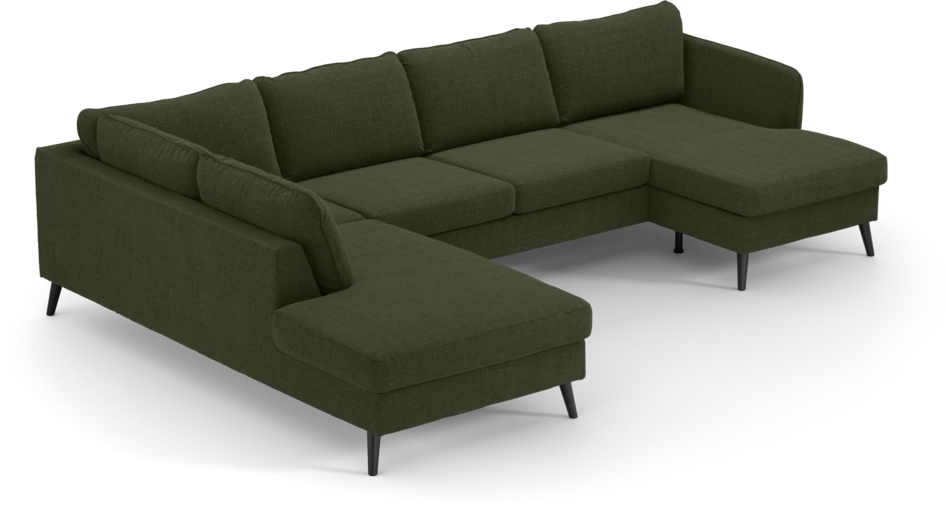 County - 3-sits soffa med divan vänster och schäslong höger - Grön