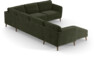 Bridge - Hörnsoffa, 3+2-sits med schäslong vänster - Grön