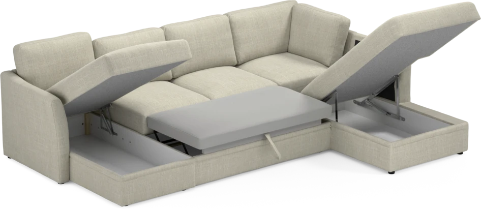 Öland - Bäddsoffa med schäslong vänster och divan höger - Beige