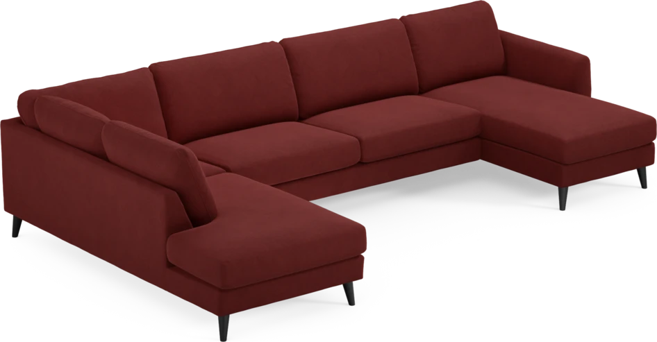 Bridge - 3-sits soffa med divan vänster och schäslong höger - Röd
