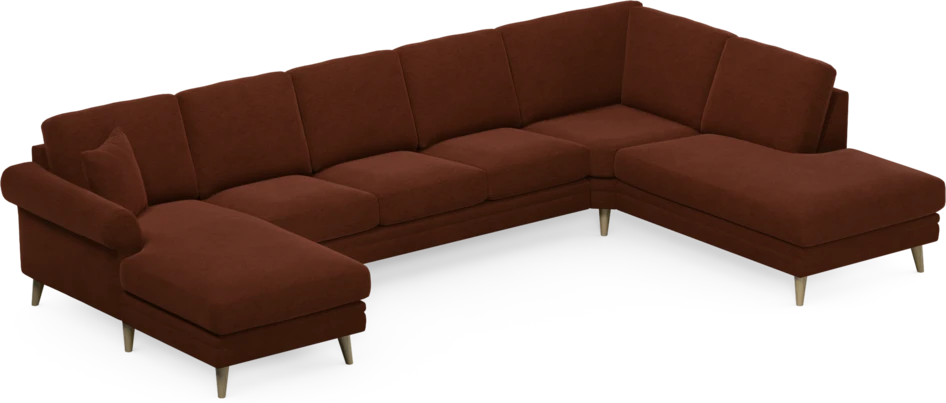 Eden - 3-sits soffa med schäslong vänster och divan höger - Orange
