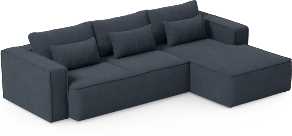 Ide - Bäddsoffa 3-sits med schäslong höger - Blå