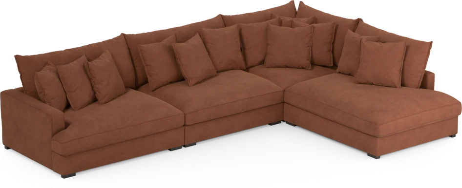 Rossi - 4-sits soffa med divan höger - Orange