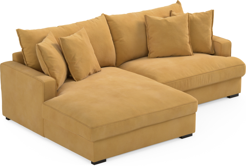 Mila - 2-sits soffa med schäslong XL vänster - Gul