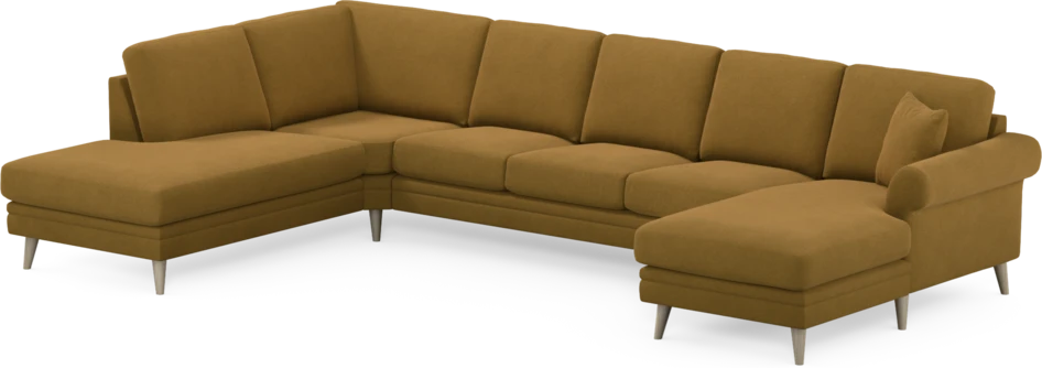 Eden - 3-sits soffa med divan vänster och schäslong höger - Gul