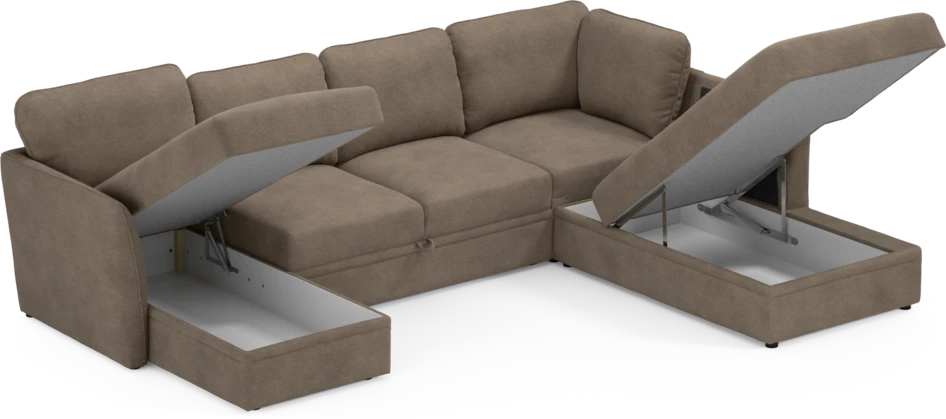 Öland - Bäddsoffa med schäslong vänster och divan höger - Brun