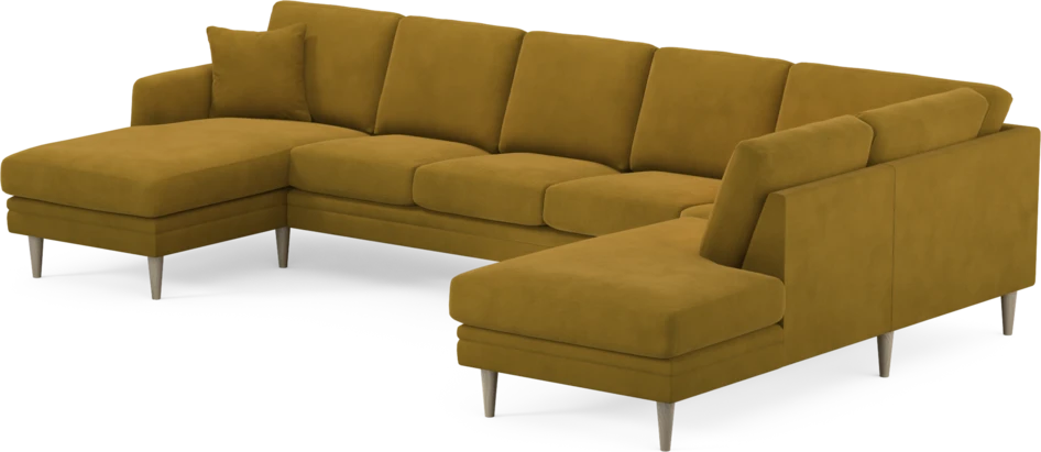 Eden - 3-sits soffa med schäslong vänster och divan höger - Gul