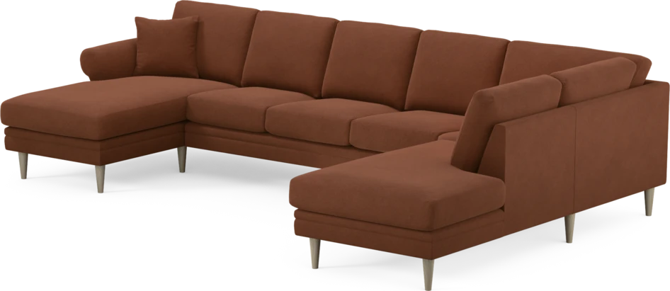 Eden - 3-sits soffa med schäslong vänster och divan höger - Orange