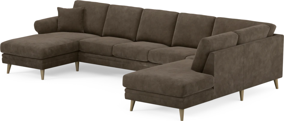 Eden - 3-sits soffa med schäslong vänster och divan höger - Brun