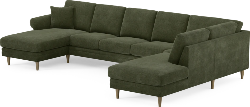 Eden - 3-sits soffa med schäslong vänster och divan höger - Grön