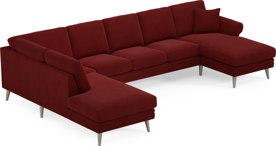 Eden - 3-sits soffa med divan vänster och schäslong höger - Röd