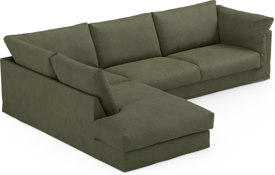 Cherrie - 3-sits soffa med divan vänster, med kappa - Grön