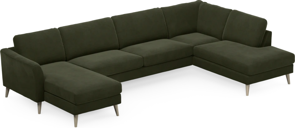 Bridge - 3-sits soffa med schäslong vänster och divan höger - Grön