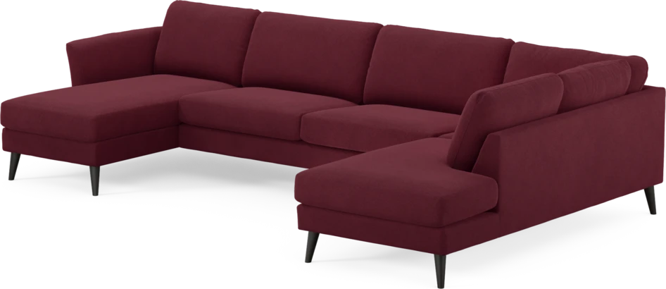 Bridge - 3-sits soffa med schäslong vänster och divan höger - Röd