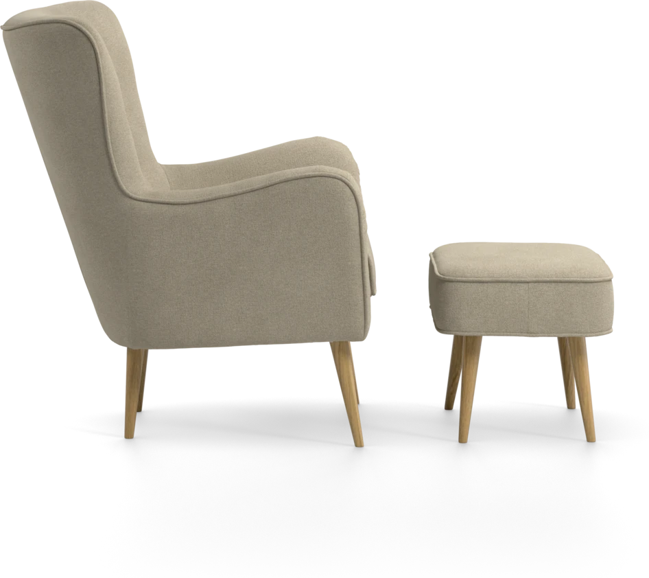 Cordelia - Fåtölj med fotpall - Beige