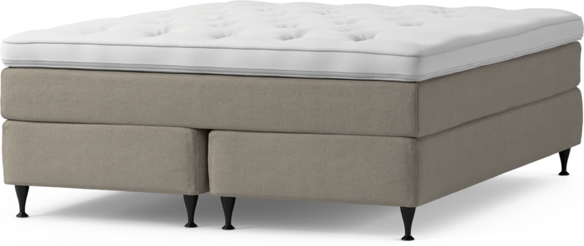 Delux Sense - Kontinentalsäng, dubbelsäng med bäddmadrass och sängben - Beige