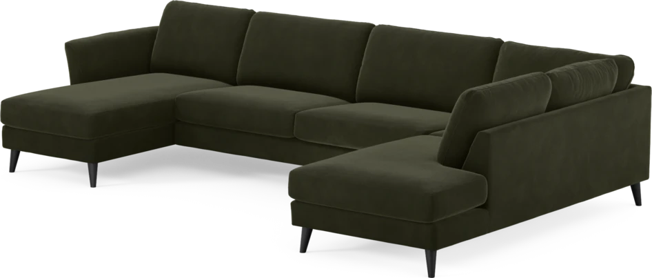 Bridge - 3-sits soffa med schäslong vänster och divan höger - Grön