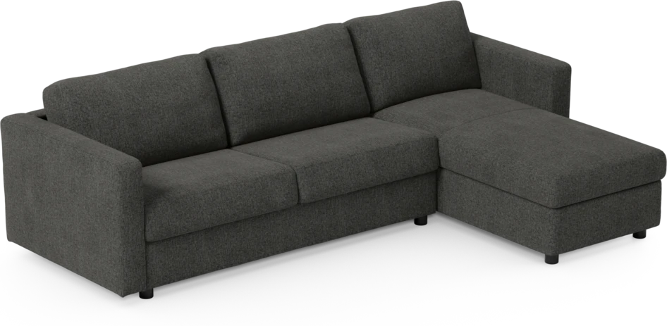 Lindö - Bäddsoffa 2,5-sits med schäslong, vändbar - Svart