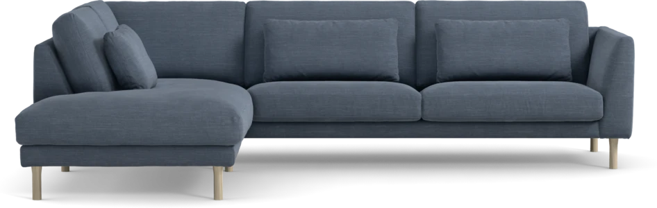 Willow - 3-sits soffa med divan vänster, fast klädsel - Blå