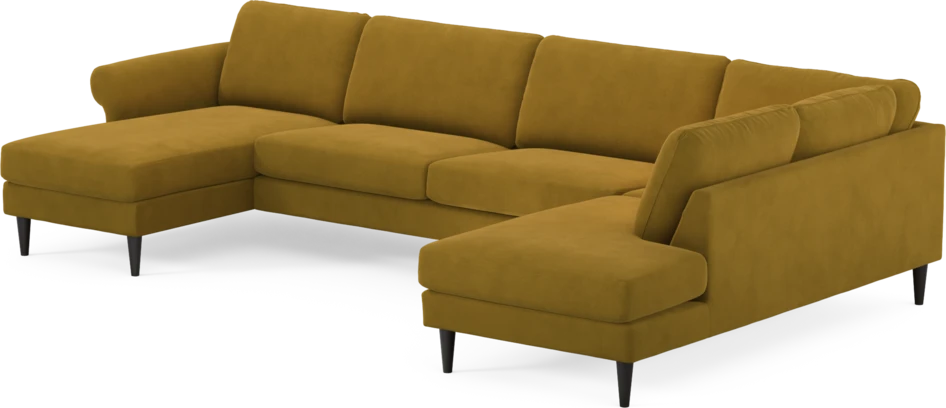 Bridge - 3-sits soffa med schäslong vänster och divan höger - Gul