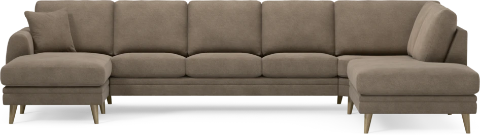 Eden - 3-sits soffa med schäslong vänster och divan höger - Brun