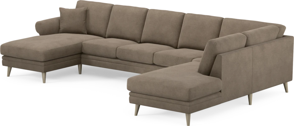 Eden - 3-sits soffa med schäslong vänster och divan höger - Brun