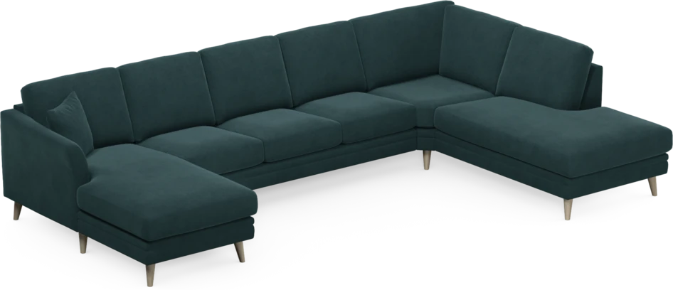 Eden - 3-sits soffa med schäslong vänster och divan höger - Blå
