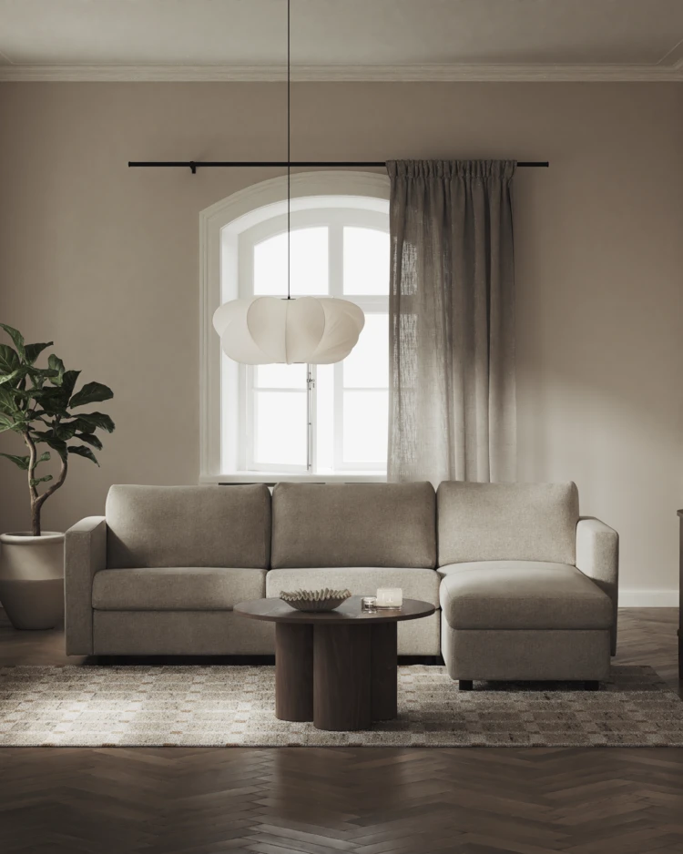 Lindö - Bäddsoffa 2,5-sits med schäslong, vändbar - inspiration