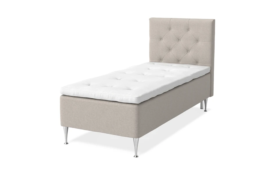Dream Delux - Ramsäng, enkelsäng med bäddmadrass Sleep Delux vit - Beige