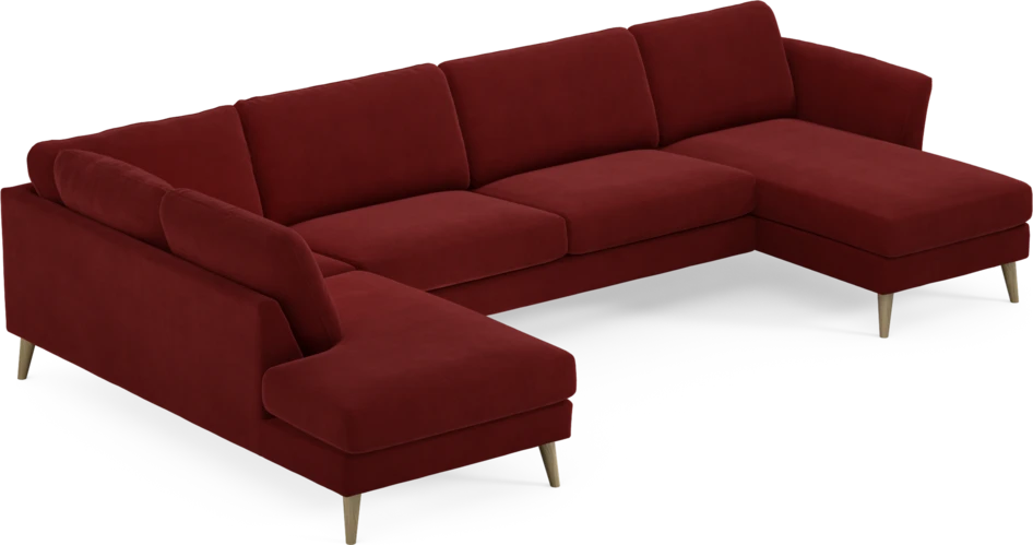 Bridge - 3-sits soffa med divan vänster och schäslong höger - Röd