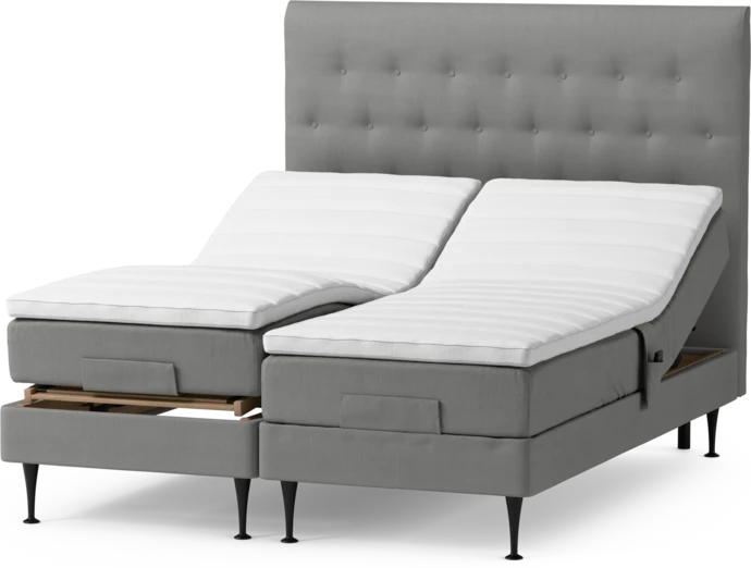 Roma Family, Ställbar säng, dubbelsäng med bäddmadrass och sänggavel pikerad, B 160-180