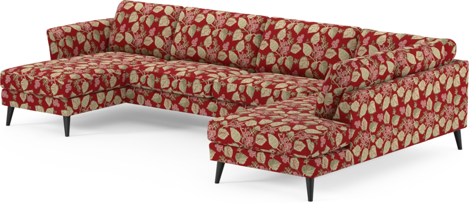 Bridge - 3-sits soffa med schäslong vänster och divan höger - Röd