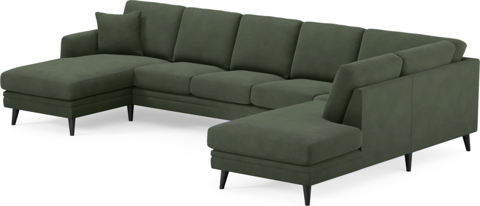 Eden - 3-sits soffa med schäslong vänster och divan höger - Grön