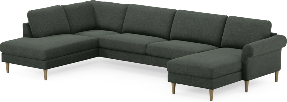 Bridge - 3-sits soffa med divan vänster och schäslong höger - Grön