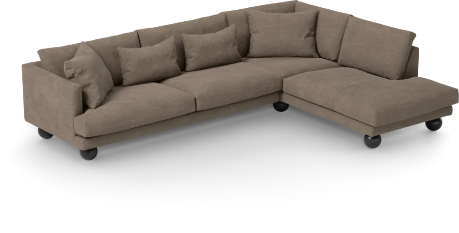 Harper - 3-sits soffa med divan höger - Brun