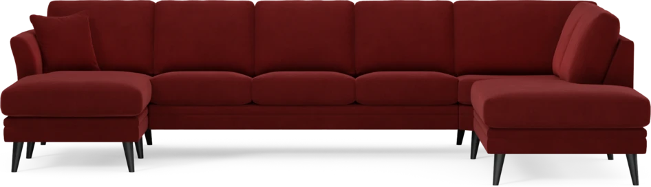 Eden - 3-sits soffa med schäslong vänster och divan höger - Röd