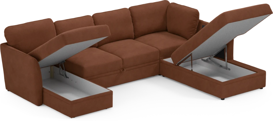 Öland - Bäddsoffa med schäslong vänster och divan höger - Orange
