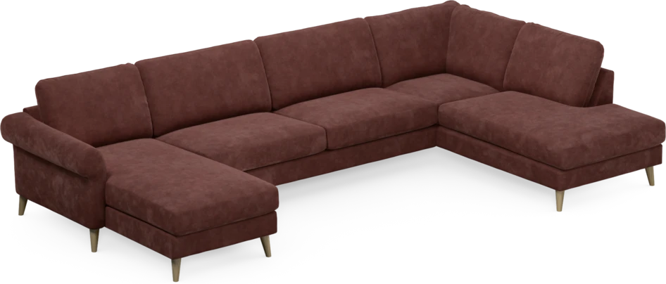 Bridge - 3-sits soffa med schäslong vänster och divan höger - Röd