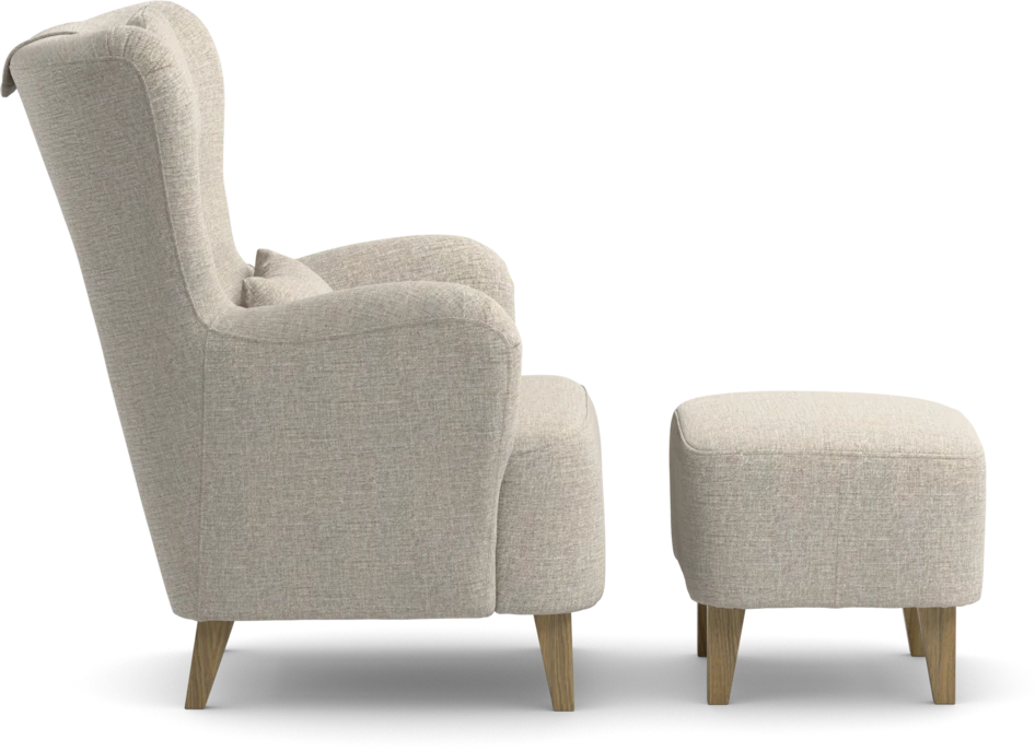Elin - Fåtölj med fotpall - Beige