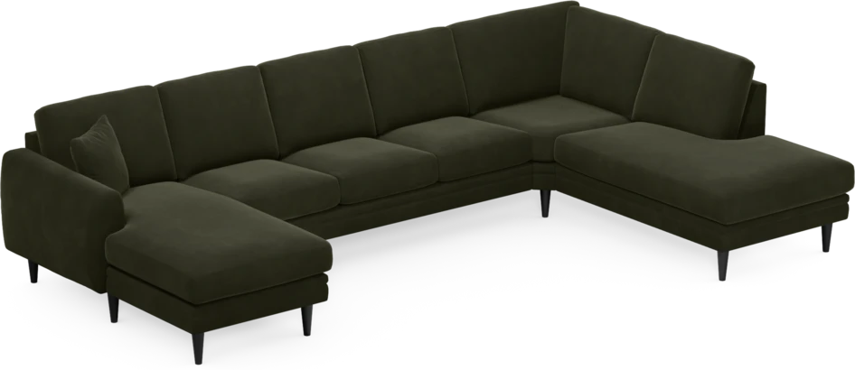 Eden - 3-sits soffa med schäslong vänster och divan höger - Grön