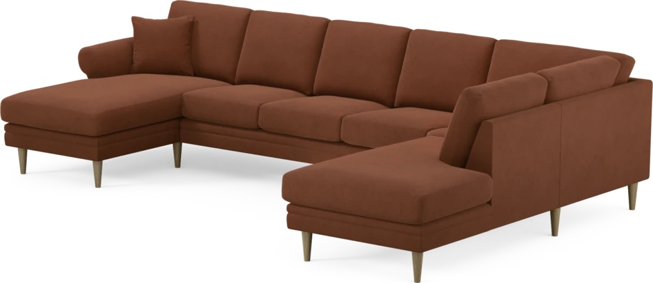 Eden - 3-sits soffa med schäslong vänster och divan höger - Orange