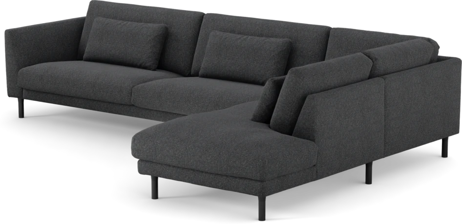 Willow - 4-sits soffa med divan höger, fast klädsel - Grå